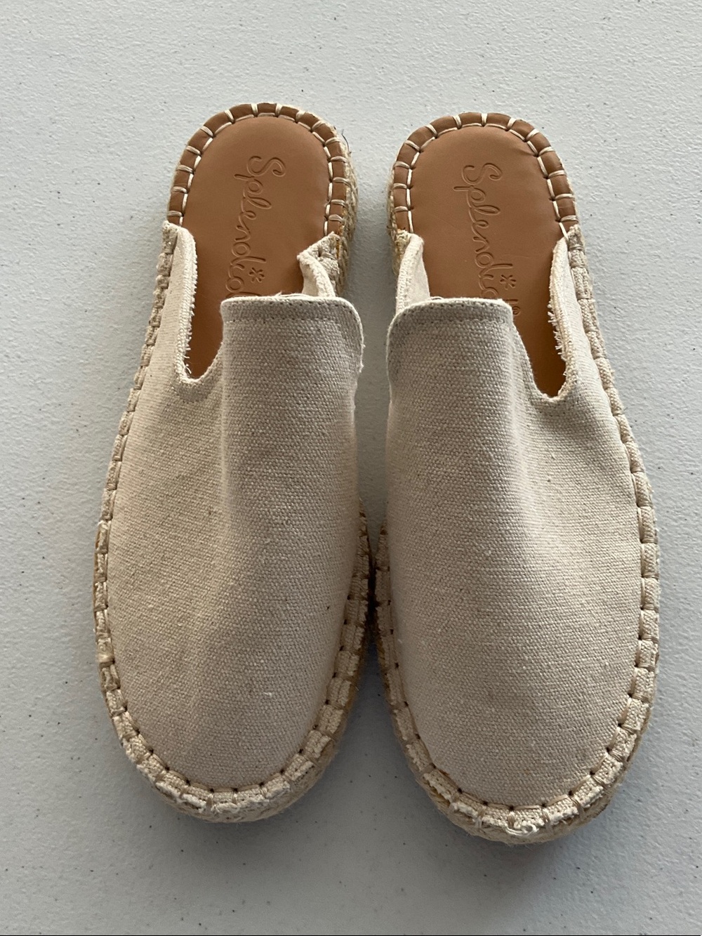 Splendid Cream Canvas Slip-On Espadrilles Mules